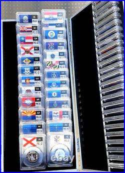 Complete Set of 50 State Quarters-1999-2008-All PCGS PR70 DCAM State Flag Labels