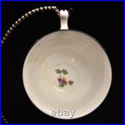 Crown Staffordshire 2 Sets Cup & Saucer Floral Panels Bold Black Trim 1915-1930