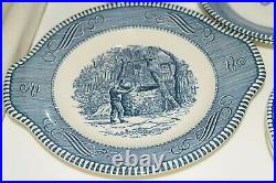 Currier and Ives Blue 31 Piece Lot 4 Place Settings of 6 Pieces + 7 Extras