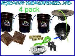 DWC Hydro Grow System 4pk With Reservoir. All Fittings/ Tubing Media Included