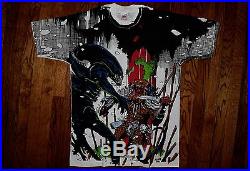 Deadstock 1993 ALIENS vs PREDATOR all over print t-shirt vtg horror movie 90s L