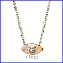 Diamond All Seeing Eye Pendant Necklace 14k Yellow Gold Natural Round 0.03ct