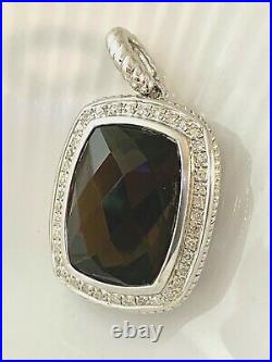 Diamond Smokey Quartz Pendant Rectangular in Sterling Silver #113