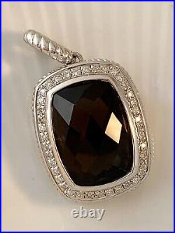 Diamond Smokey Quartz Pendant Rectangular in Sterling Silver #113