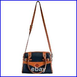 Dooney & Bourke All Weather Pebbled Navy Leather Vintage Satchel Shoulder Bag