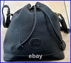 Dooney & Bourke USA All Weather Pebbled Leather Drawstring Bucket Bag Black