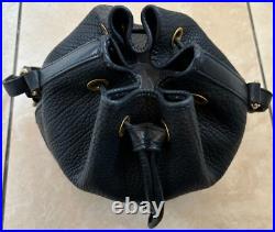 Dooney & Bourke USA All Weather Pebbled Leather Drawstring Bucket Bag Black