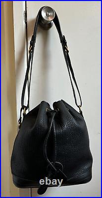 Dooney & Bourke USA All Weather Pebbled Leather Drawstring Bucket Bag Black