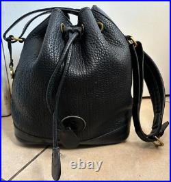 Dooney & Bourke USA All Weather Pebbled Leather Drawstring Bucket Bag Black