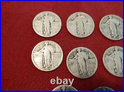 EIGHT 8 1925-P Standing Liberty Quarters All Readable, All Circulated
