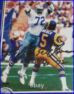 Ed Too Tall Jones Dallas Cowboys Matted Framed Signed Autographed 23X16.5 Photo