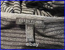Eileen Fisher 3X Tencel Terry Stripe Tunic Top Dolman Sleeve Black Gray