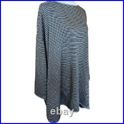 Eileen Fisher 3X Tencel Terry Stripe Tunic Top Dolman Sleeve Black Gray