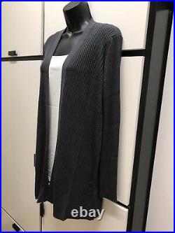 Eileen Fisher PL Simple Long Cardigan Sleek Tencel Lyocell Rib Graphite