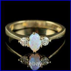 Engagement Ring 14K Yellow Gold Finish 2Ct Oval Cut Fire Opal/Diamond Solitaire
