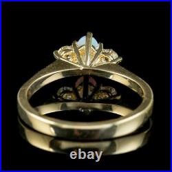 Engagement Ring 14K Yellow Gold Finish 2Ct Oval Cut Fire Opal/Diamond Solitaire