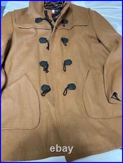 FLAWS Schott NYC Size 3XL Wool Hooded Peacoat Toggle Button Brown Coat