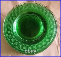 FOSTORIA GLASS SPARTAN GREEN NEEDLE ETCH SET 12 Salad Plates 7.5 c. 1930's