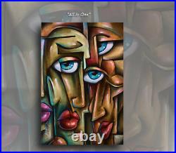 Face Art Urban Expression Portrait Painting All in One M. Lang Original Cubism
