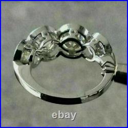 Fancy 2CT Lab Created Diamond FOUR Birth Stone Ring 14K White Gold Plated Silver