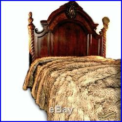 Faux Fur Bedspread Plush Coyote Wolf Throw Blanket All Sizes FUR ACCENTS