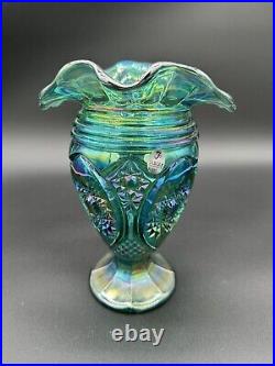 Fenton 1997 Green Carnival Glass Hobstar Pitcher