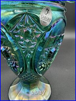 Fenton 1997 Green Carnival Glass Hobstar Pitcher