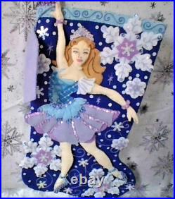 Finished BUCILLA STOCKING Snowflake Ballerina 18 All handstitched LOVELY