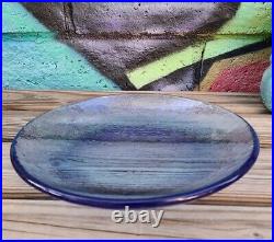 Fire and Light COLBALT BLUE Recycled Glass 8 Salad Dessert Plate Hand Blown EUC