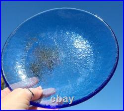 Fire and Light COLBALT BLUE Recycled Glass 8 Salad Dessert Plate Hand Blown EUC