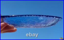 Fire and Light COLBALT BLUE Recycled Glass 8 Salad Dessert Plate Hand Blown EUC