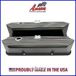 Ford FE All Finned Black Tall Valve Covers Die-Cast Aluminum Ansen USA