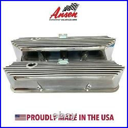 Ford FE All Finned Valve Covers Polished Tall Die-Cast Aluminum Ansen USA