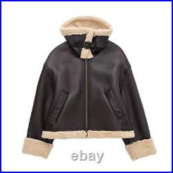 Fur Jacket Womens Brown B3 RAF Bomber Winter New Short Style Real Leather Jacket