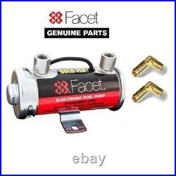 GENUINE FACET RED TOP FUEL PUMP + 90 DEGREE UNIONS (8mm) RATED 240 BHP