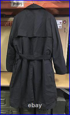 GENUINE US NAVY TRENCH COAT ALL WEATHER COAT BLACK With LINER NEW UNISSUED! 46R
