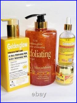 GOLDEN GLOW BODY LOTION + 1000Ml EXFOLIATING SHOWER GEL+ SERUM & FACE CREAM 4n1