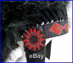 Genuine Native American Navajo Indian Headdress 36 BLACK LEGEND all Black