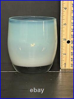 Glassybaby Enchanted blue/green Hand Blown Glass Votive Holder Pre-Triskelion