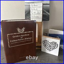 Golden Replicas Of United States Stamps Album J&Proof Replicas 22 Karat Gold NEW