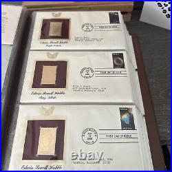 Golden Replicas Of United States Stamps Album J&Proof Replicas 22 Karat Gold NEW