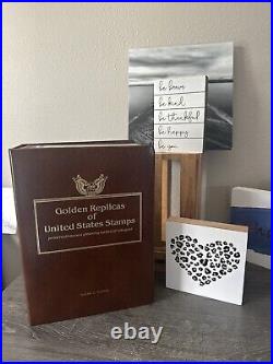 Golden Replicas Of United States Stamps Album M & Proof Replicas 22 Kt Gold NEW