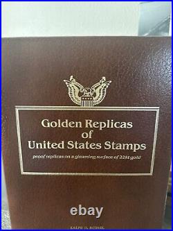 Golden Replicas Of United States Stamps Album M & Proof Replicas 22 Kt Gold NEW