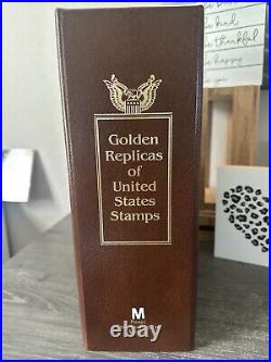 Golden Replicas Of United States Stamps Album M & Proof Replicas 22 Kt Gold NEW