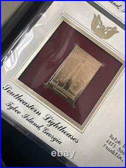 Golden Replicas Of United States Stamps Album M & Proof Replicas 22 Kt Gold NEW