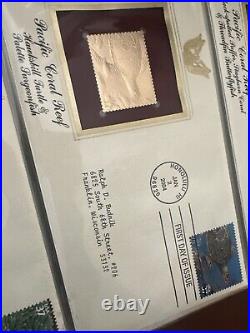 Golden Replicas Of United States Stamps Album M & Proof Replicas 22 Kt Gold NEW