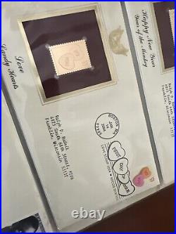 Golden Replicas Of United States Stamps Album M & Proof Replicas 22 Kt Gold NEW
