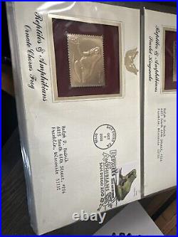 Golden Replicas Of United States Stamps Album M & Proof Replicas 22 Kt Gold NEW