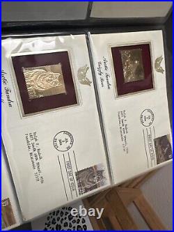 Golden Replicas Of United States Stamps Album M & Proof Replicas 22 Kt Gold NEW