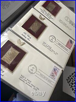 Golden Replicas Of United States Stamps Album M & Proof Replicas 22 Kt Gold NEW